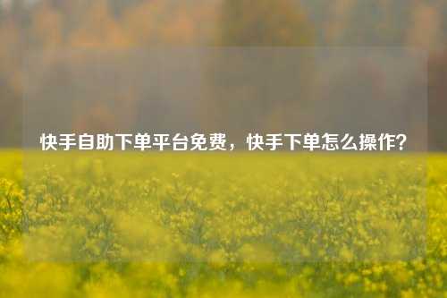 快手自助下单平台免费，快手下单怎么操作？