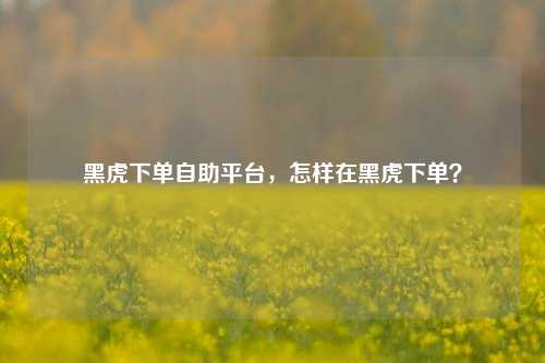黑虎下单自助平台，怎样在黑虎下单？