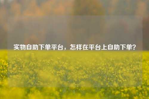 实物自助下单平台，怎样在平台上自助下单？