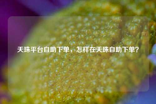 天珠平台自助下单，怎样在天珠自助下单？