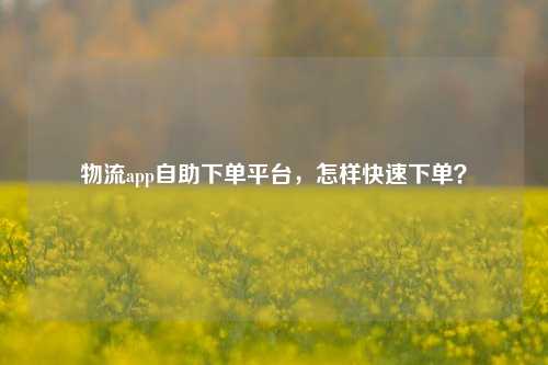物流app自助下单平台，怎样快速下单？