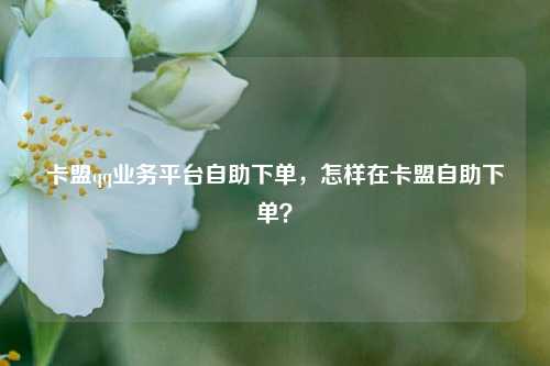 卡盟qq业务平台自助下单，怎样在卡盟自助下单？