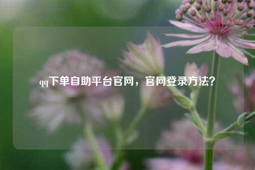 qq下单自助平台官网，官网登录方法？